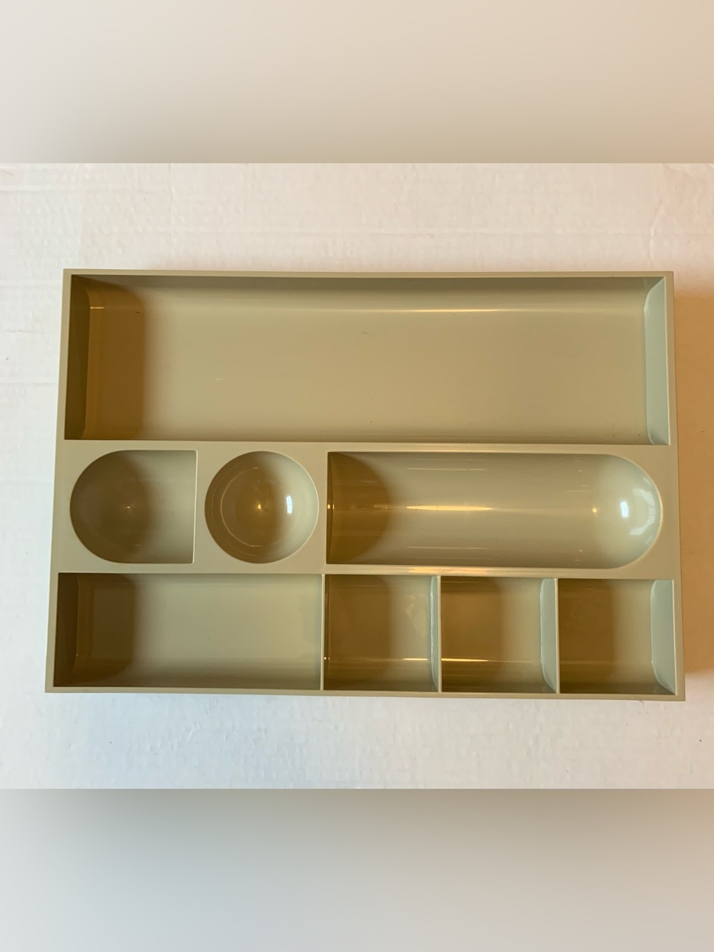 Vtg '78 Eldon Office Products Catch All Desk Drawer Organizer Tan Plastic Holder